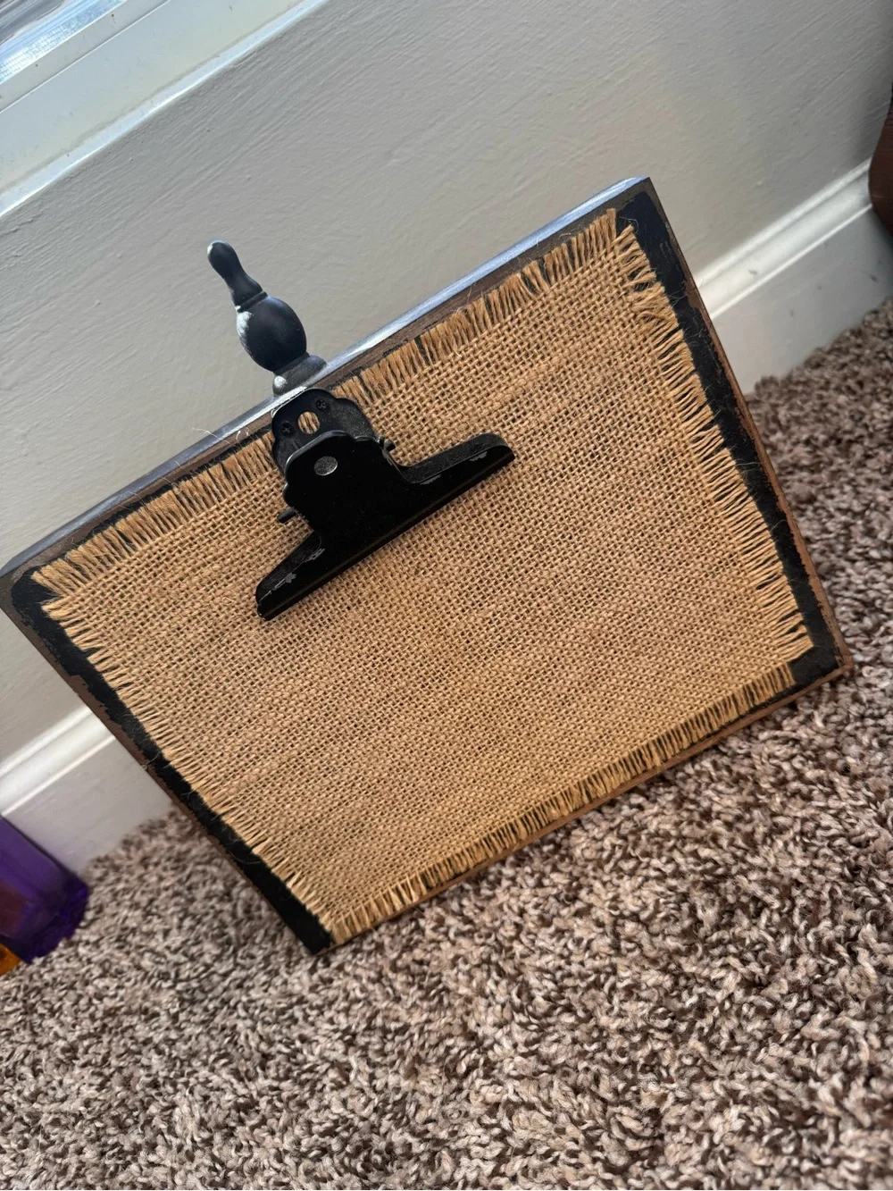 Rustic Burlap Clip Memo Board - Black photo Frame
